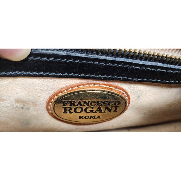 Francesco Rogani Black Leather Structured Handbag Gold Hardware Top Handle - Picture 13 of 16